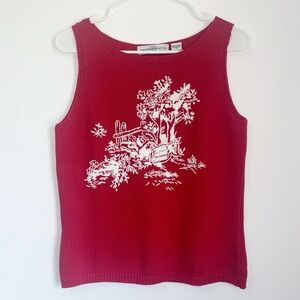 Vintage Marisa Christina Tank Sweater Top with Embroidery